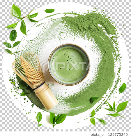緑の爽やかな抹茶のイラスト　Generative AI 129775240