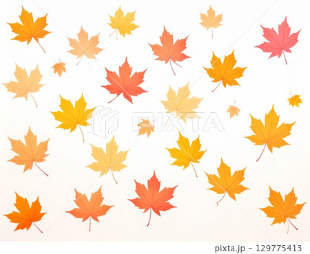 紅葉したカエデの葉　イラスト 129775413