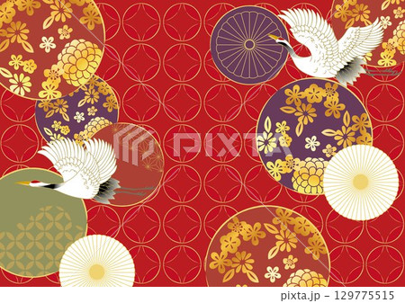 美しい和風柄　イラスト背景 129775515