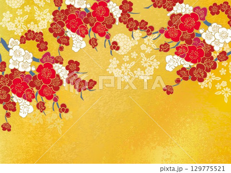 美しい和風柄 イラスト背景 美しい和風柄 イラスト背景 129775521