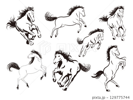 馬イラストセット01 馬イラストセット01 129775744