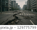 地震でひび割れた町 129775799