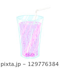 ストローの入ったピーチソーダ 129776384