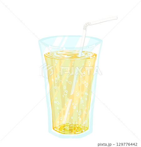 ストローの入ったジンジャエール 129776442