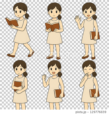 一個女人讀書的插圖 129776839