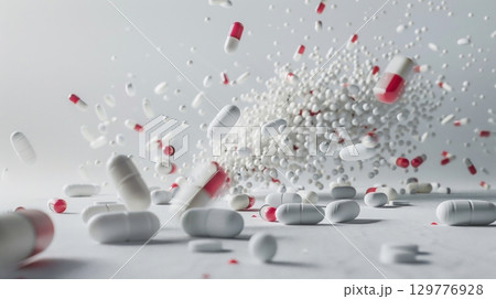 Concept of antibiotic pills and modern solutions against harmful bacteria. 129776928