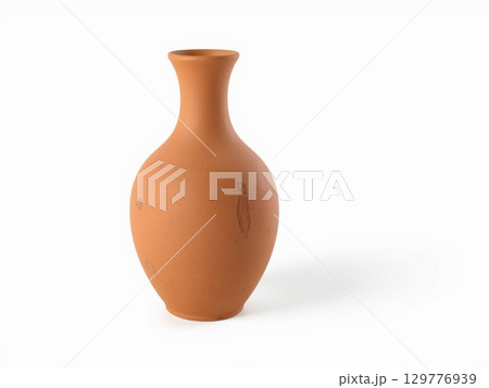 Ancient terracotta vase isolated on a white background 129776939