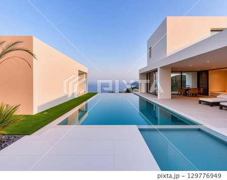 Modern Mediterranean Villa with Infinity Pool Vista Modern Mediterranean Villa with Infinity Pool Vista 129776949