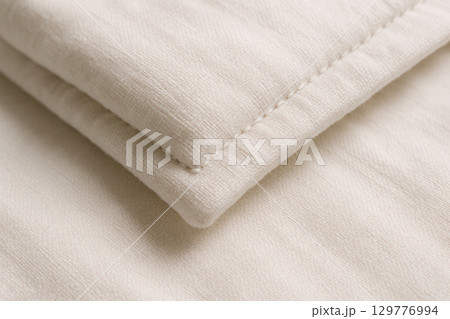 Natural Linen Fabric With Neat Hem And Subtle Texture 129776994