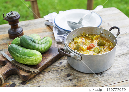 Cucumber sauce dish 129777079