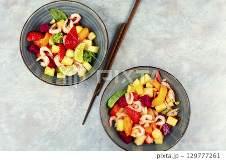 Elegant gourmet seafood dish. 129777261