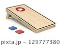 Cornhole board on white background - 3d illustration 129777380