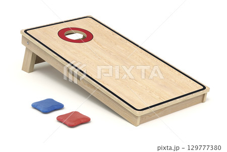 Cornhole board on white background - 3d illustration 129777380