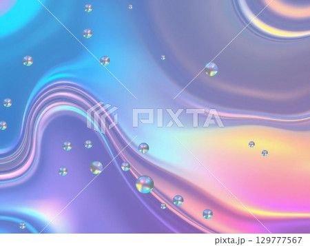 Iridescent Bubbles Flowing in Pastel Swirls, Abstract Background 129777567