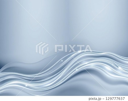 Elegant Silver Waves Abstract Background with Soft Lighting 129777637