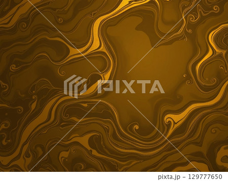 Golden Swirls Abstract Background, Luxurious Fluid Marble Texture 129777650