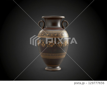 Ancient Greek Amphora Vase with Ornate Floral Decorations Ancient Greek Amphora Vase with Ornate Floral Decorations 129777656