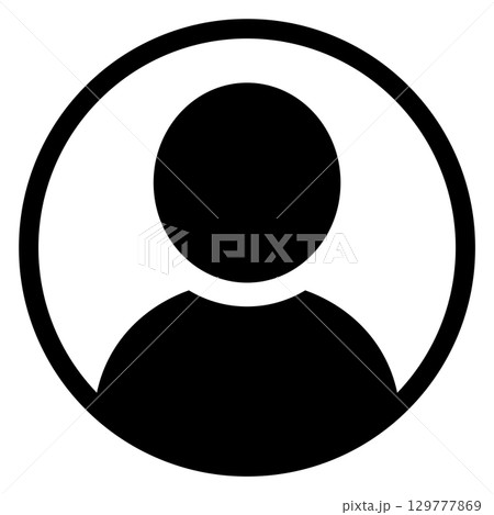 シンプルな人型アイコン　ユーザー　マーク　丸　白抜き 129777869