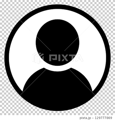 シンプルな人型アイコン　ユーザー　マーク　丸　白抜き 129777869
