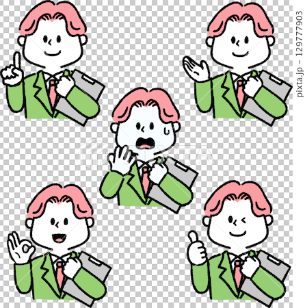 Icon of a man in a suit holding a file (set) 129777903