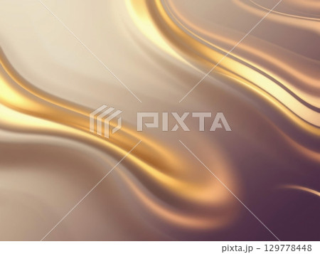 Golden Silk Waves: Luxurious Abstract Flowing Fabric Background 129778448