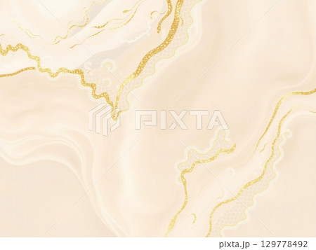 Elegant Beige Marble with Golden Accents and Lace Details 129778492