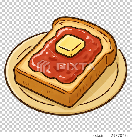 Delicious jam butter toast cutout illustration 129778772