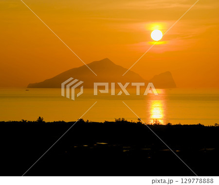 Aerial view of Guishan Island at sunrise,taiwan Aerial view of Guishan Island at sunrise,taiwan 129778888