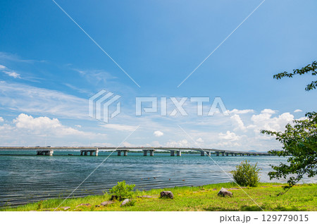 膳所城跡公園からの近江大橋の景観 滋賀県大津市 膳所城跡公園からの近江大橋の景観 滋賀県大津市 129779015