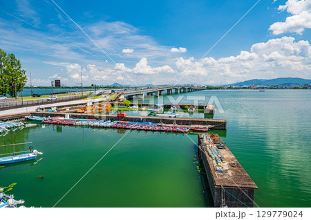 膳所港から近江大橋の景観 滋賀県大津市 膳所港から近江大橋の景観 滋賀県大津市 129779024