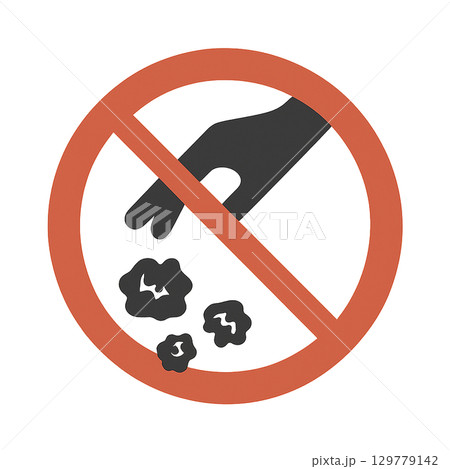 ポイ捨て禁止のシンプルなアイコンです。 129779142