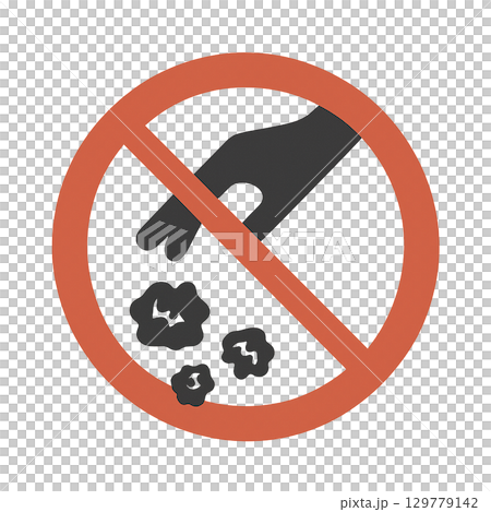 ポイ捨て禁止のシンプルなアイコンです。 129779142
