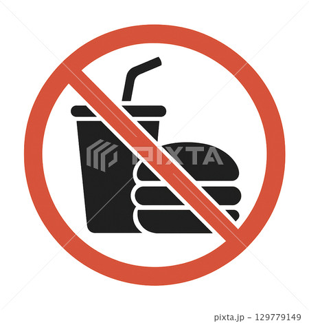 飲食禁止のシンプルなアイコンです。 129779149