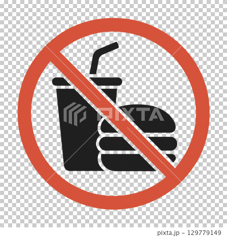 飲食禁止のシンプルなアイコンです。 129779149