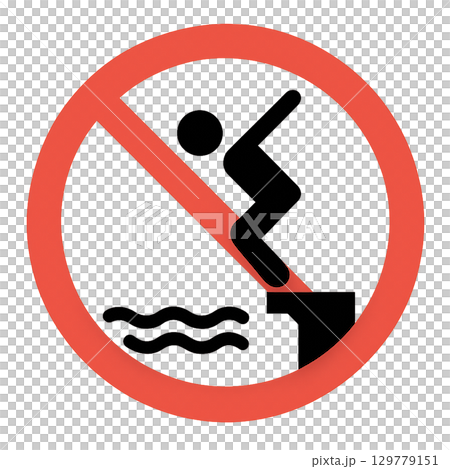 飛び込み禁止のシンプルなアイコンです。 129779151