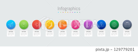 Infographic 10 options design elements for your business data. Vector Illustration. Infographic 10 options design elements for your business data. Vector Illustration. 129779201