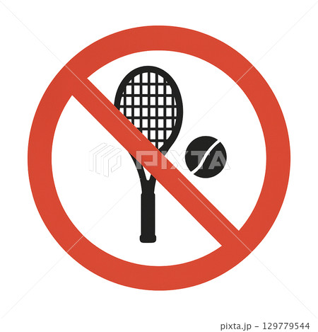 テニス禁止のアイコンです。 129779544