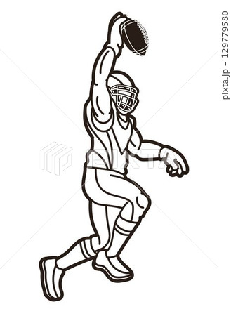 American Football Player Action Cartoon Sport Graphic Vector 129779580