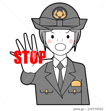制止する警官 129779585
