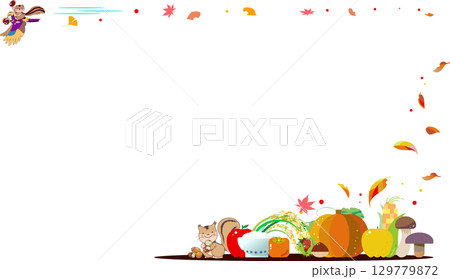 野菜や果物の秋の味覚のフレーム 129779872
