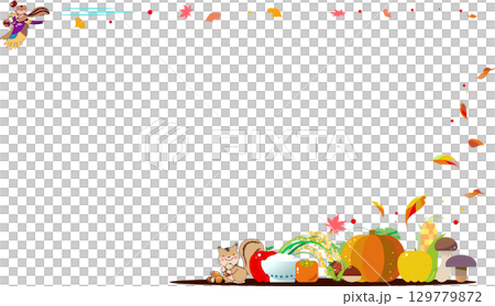 野菜や果物の秋の味覚のフレーム 129779872