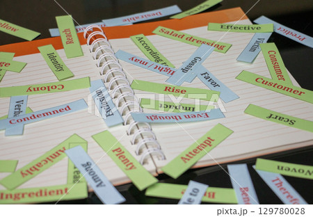 colorful English vocabulary flash cards 129780028