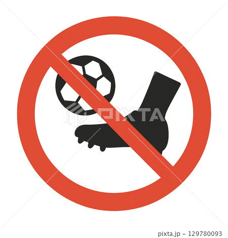 サッカー禁止のシンプルなアイコンです。 129780093