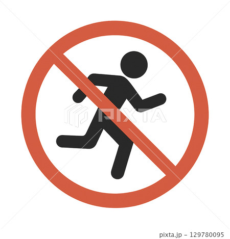 走るの禁止のシンプルなアイコンです。 129780095