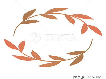 茶色い秋の葉のついた枝の装飾フレーム 茶色い秋の葉のついた枝の装飾フレーム 129780650