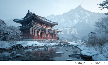 Winter Buddhist Temple 129782103