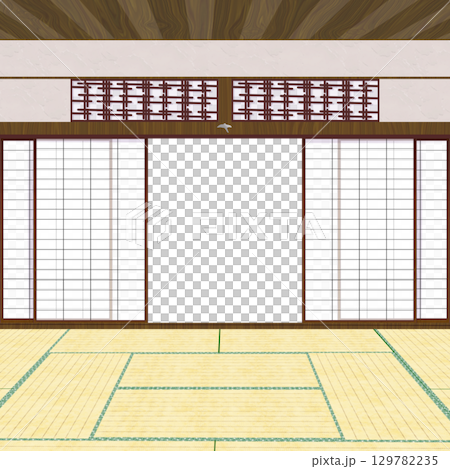Japanese room with tatami Japanese room with tatami 129782235