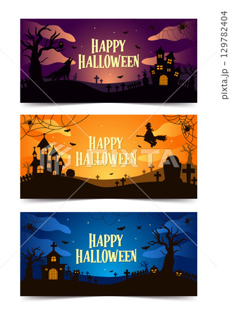 Halloween collection with vibrant color variations and festive spooky themes. Vector illustration Halloween collection with vibrant color variations and festive spooky themes. Vector illustration 129782404