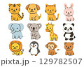 かわいい 動物 イラスト セット 129782507