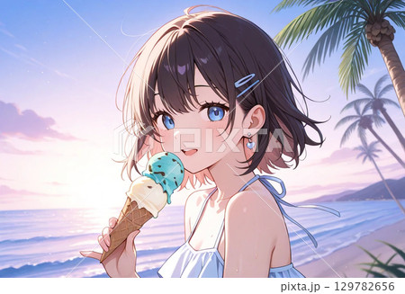 海と女の子 129782656